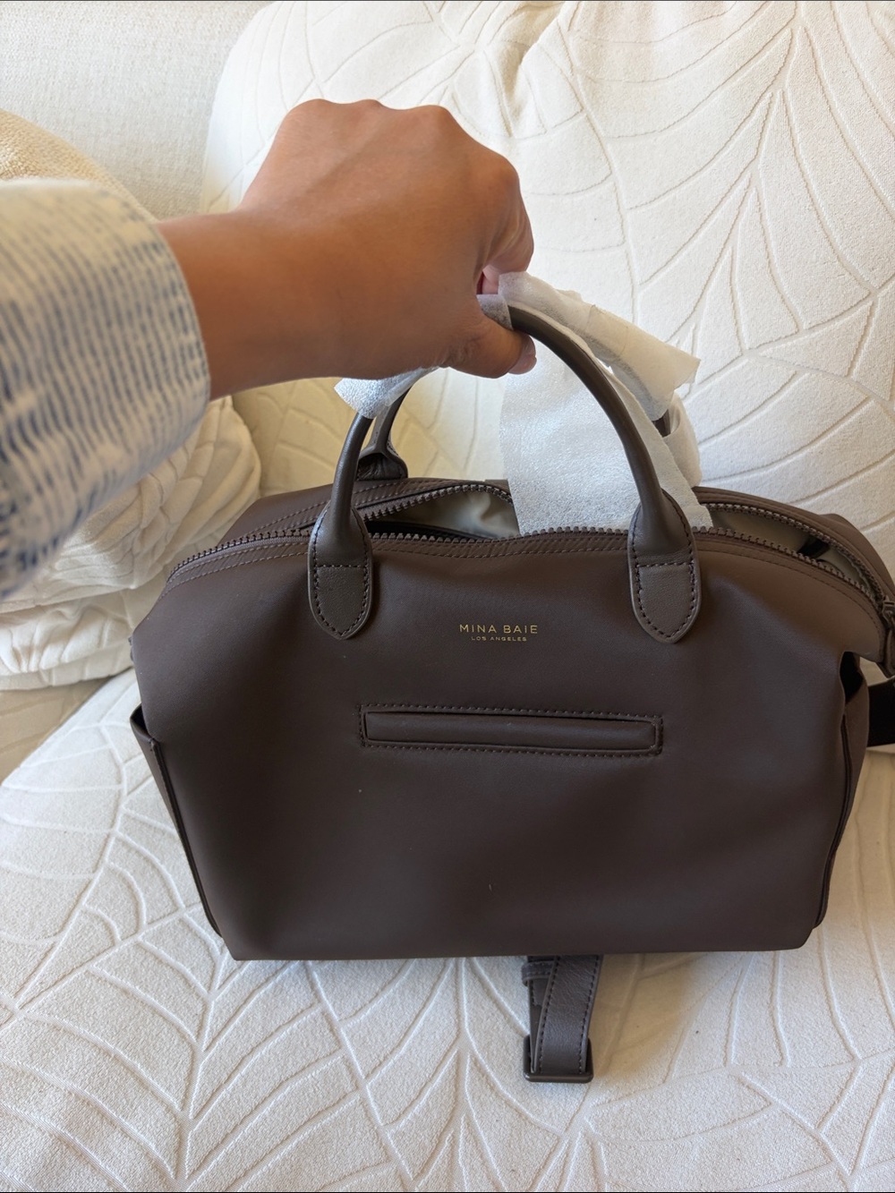 Mina Baie Nylon Brown Expresso Emmy Bag - Picture 7 of 12